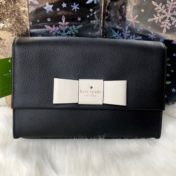 Kate Spade NWT Black/White Bow Crossbody Bag - Picture 2 of 8